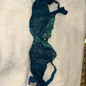 Weismann beautiful unlined underwire bra 42E teal and green